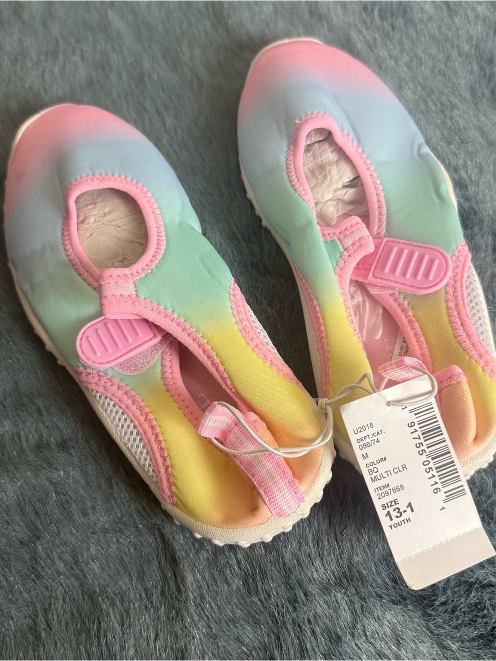 The Children's Place Pastel Rainbow Water Shoes with Pink Trim